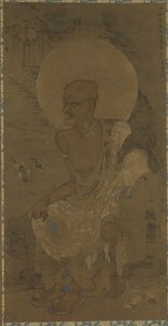 Arhat (Dakora Sonja - Nakula) assis; un homme debout à sa gauche, période Nanbokucho, milieu du 14ème siècle